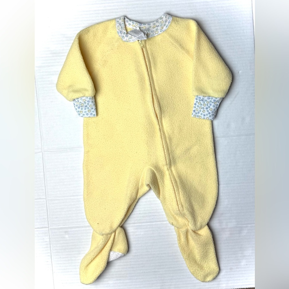 Vintage Gerber Baby 12 Months One Piece Footed Sleeper Blue‎ & Yellow Footie 90s